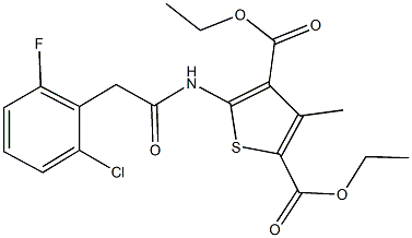 diethyl 5-{[(2-chloro-6-fluorophenyl)acetyl]amino}-3-methyl-2,4-thiophenedicarboxylate Struktur