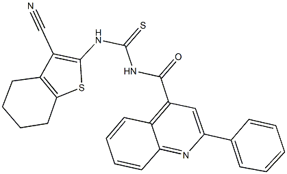 N-(3-cyano-4,5,6,7-tetrahydro-1-benzothien-2-yl)-N'-[(2-phenyl-4-quinolinyl)carbonyl]thiourea Struktur