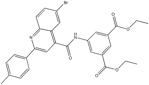 diethyl 5-({[6-bromo-2-(4-methylphenyl)-4-quinolinyl]carbonyl}amino)isophthalate Struktur