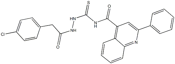 N-({2-[(4-chlorophenyl)acetyl]hydrazino}carbothioyl)-2-phenyl-4-quinolinecarboxamide Struktur