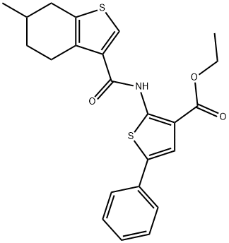 ethyl 2-{[(6-methyl-4,5,6,7-tetrahydro-1-benzothien-3-yl)carbonyl]amino}-5-phenyl-3-thiophenecarboxylate Struktur