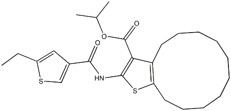 isopropyl 2-{[(5-ethyl-3-thienyl)carbonyl]amino}-4,5,6,7,8,9,10,11,12,13-decahydrocyclododeca[b]thiophene-3-carboxylate Struktur