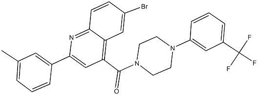 6-bromo-2-(3-methylphenyl)-4-({4-[3-(trifluoromethyl)phenyl]-1-piperazinyl}carbonyl)quinoline Struktur