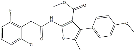 methyl 2-{[(2-chloro-6-fluorophenyl)acetyl]amino}-4-(4-methoxyphenyl)-5-methyl-3-thiophenecarboxylate Struktur