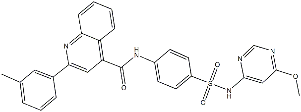 N-(4-{[(6-methoxy-4-pyrimidinyl)amino]sulfonyl}phenyl)-2-(3-methylphenyl)-4-quinolinecarboxamide Struktur