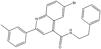 6-bromo-2-(3-methylphenyl)-N-(2-phenylethyl)-4-quinolinecarboxamide Struktur