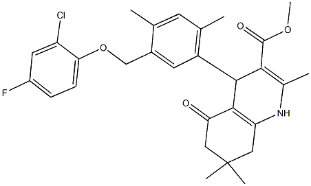 methyl 4-{5-[(2-chloro-4-fluorophenoxy)methyl]-2,4-dimethylphenyl}-2,7,7-trimethyl-5-oxo-1,4,5,6,7,8-hexahydro-3-quinolinecarboxylate Struktur