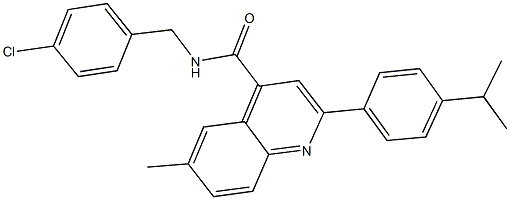 N-(4-chlorobenzyl)-2-(4-isopropylphenyl)-6-methyl-4-quinolinecarboxamide Struktur