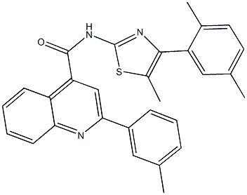 N-[4-(2,5-dimethylphenyl)-5-methyl-1,3-thiazol-2-yl]-2-(3-methylphenyl)-4-quinolinecarboxamide Struktur