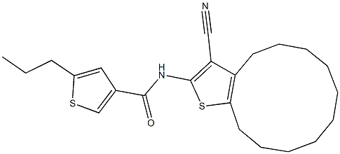 N-(3-cyano-4,5,6,7,8,9,10,11,12,13-decahydrocyclododeca[b]thien-2-yl)-5-propyl-3-thiophenecarboxamide Struktur