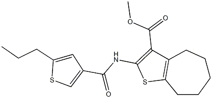 methyl 2-{[(5-propyl-3-thienyl)carbonyl]amino}-5,6,7,8-tetrahydro-4H-cyclohepta[b]thiophene-3-carboxylate Struktur