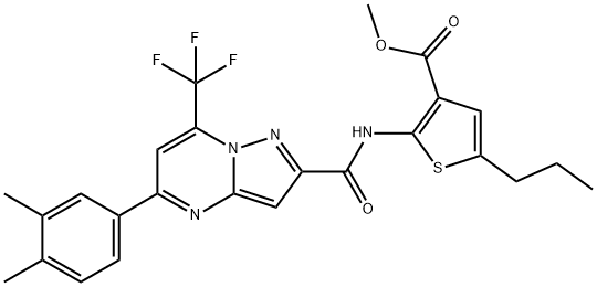 methyl 2-({[5-(3,4-dimethylphenyl)-7-(trifluoromethyl)pyrazolo[1,5-a]pyrimidin-2-yl]carbonyl}amino)-5-propyl-3-thiophenecarboxylate Struktur