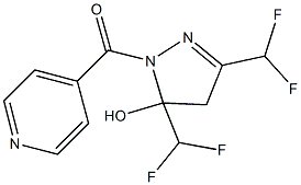 3,5-bis(difluoromethyl)-1-isonicotinoyl-4,5-dihydro-1H-pyrazol-5-ol Struktur