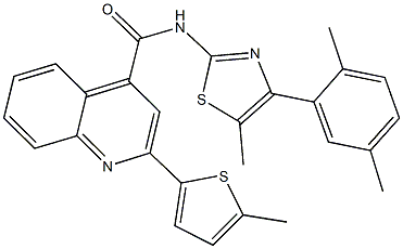 N-[4-(2,5-dimethylphenyl)-5-methyl-1,3-thiazol-2-yl]-2-(5-methyl-2-thienyl)-4-quinolinecarboxamide Struktur