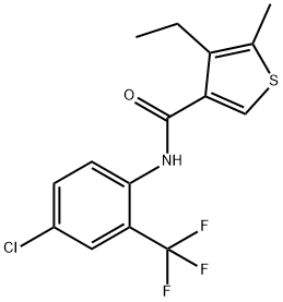 N-[4-chloro-2-(trifluoromethyl)phenyl]-4-ethyl-5-methyl-3-thiophenecarboxamide Struktur