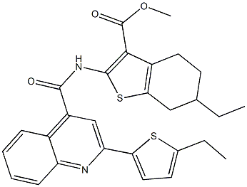 methyl 6-ethyl-2-({[2-(5-ethyl-2-thienyl)-4-quinolinyl]carbonyl}amino)-4,5,6,7-tetrahydro-1-benzothiophene-3-carboxylate Struktur