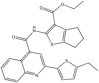 ethyl 2-({[2-(5-ethyl-2-thienyl)-4-quinolinyl]carbonyl}amino)-5,6-dihydro-4H-cyclopenta[b]thiophene-3-carboxylate Struktur