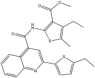 methyl 4-ethyl-2-({[2-(5-ethyl-2-thienyl)-4-quinolinyl]carbonyl}amino)-5-methyl-3-thiophenecarboxylate Struktur