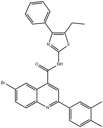 6-bromo-2-(3,4-dimethylphenyl)-N-(5-ethyl-4-phenyl-1,3-thiazol-2-yl)-4-quinolinecarboxamide Struktur