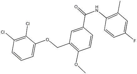 3-[(2,3-dichlorophenoxy)methyl]-N-(4-fluoro-2-methylphenyl)-4-methoxybenzamide Struktur