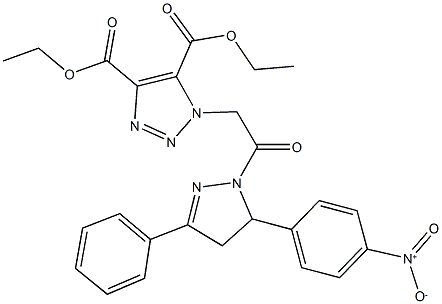 diethyl 1-[2-(5-{4-nitrophenyl}-3-phenyl-4,5-dihydro-1H-pyrazol-1-yl)-2-oxoethyl]-1H-1,2,3-triazole-4,5-dicarboxylate Struktur