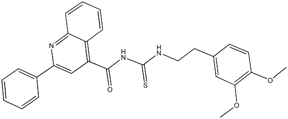 N-[2-(3,4-dimethoxyphenyl)ethyl]-N'-[(2-phenyl-4-quinolinyl)carbonyl]thiourea Struktur