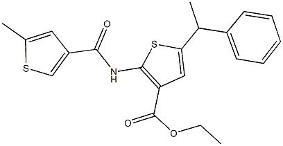 ethyl 2-{[(5-methyl-3-thienyl)carbonyl]amino}-5-(1-phenylethyl)-3-thiophenecarboxylate Struktur