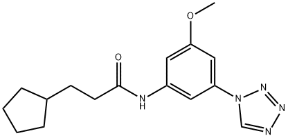 3-cyclopentyl-N-[3-methoxy-5-(1H-tetraazol-1-yl)phenyl]propanamide Struktur