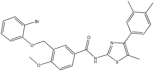 3-[(2-bromophenoxy)methyl]-N-[4-(3,4-dimethylphenyl)-5-methyl-1,3-thiazol-2-yl]-4-methoxybenzamide Struktur