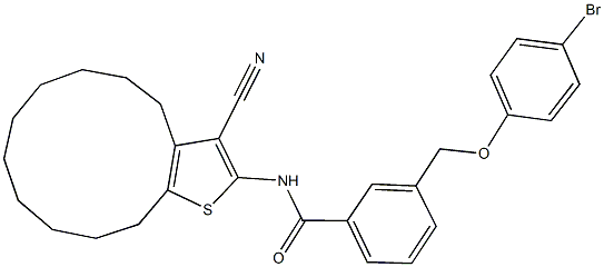 3-[(4-bromophenoxy)methyl]-N-(3-cyano-4,5,6,7,8,9,10,11,12,13-decahydrocyclododeca[b]thien-2-yl)benzamide Struktur