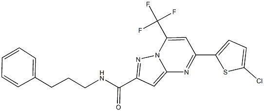 5-(5-chloro-2-thienyl)-N-(3-phenylpropyl)-7-(trifluoromethyl)pyrazolo[1,5-a]pyrimidine-2-carboxamide Struktur