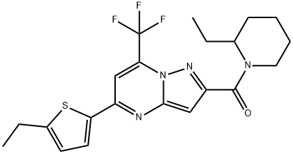 2-[(2-ethyl-1-piperidinyl)carbonyl]-5-(5-ethyl-2-thienyl)-7-(trifluoromethyl)pyrazolo[1,5-a]pyrimidine Struktur