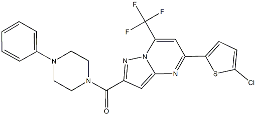 5-(5-chloro-2-thienyl)-2-[(4-phenyl-1-piperazinyl)carbonyl]-7-(trifluoromethyl)pyrazolo[1,5-a]pyrimidine Struktur