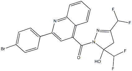 1-{[2-(4-bromophenyl)-4-quinolinyl]carbonyl}-3,5-bis(difluoromethyl)-4,5-dihydro-1H-pyrazol-5-ol Struktur