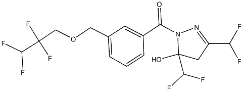 3,5-bis(difluoromethyl)-1-{3-[(2,2,3,3-tetrafluoropropoxy)methyl]benzoyl}-4,5-dihydro-1H-pyrazol-5-ol Struktur