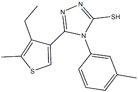 5-(4-ethyl-5-methyl-3-thienyl)-4-(3-methylphenyl)-4H-1,2,4-triazol-3-yl hydrosulfide Struktur