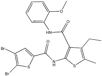 4,5-dibromo-N-{4-ethyl-3-[(2-methoxyanilino)carbonyl]-5-methyl-2-thienyl}-2-thiophenecarboxamide Struktur