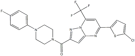 5-(5-chloro-2-thienyl)-2-{[4-(4-fluorophenyl)-1-piperazinyl]carbonyl}-7-(trifluoromethyl)pyrazolo[1,5-a]pyrimidine Struktur