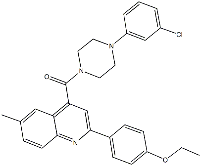 4-(4-{[4-(3-chlorophenyl)-1-piperazinyl]carbonyl}-6-methyl-2-quinolinyl)phenyl ethyl ether Struktur