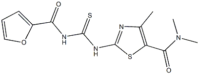 2-{[(2-furoylamino)carbothioyl]amino}-N,N,4-trimethyl-1,3-thiazole-5-carboxamide Struktur