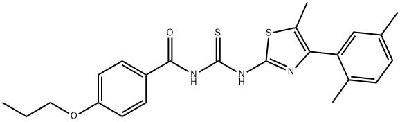 N-[4-(2,5-dimethylphenyl)-5-methyl-1,3-thiazol-2-yl]-N'-(4-propoxybenzoyl)thiourea Struktur