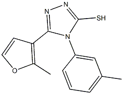 5-(2-methyl-3-furyl)-4-(3-methylphenyl)-4H-1,2,4-triazol-3-yl hydrosulfide Struktur