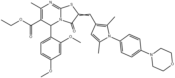 ethyl 5-(2,4-dimethoxyphenyl)-2-({2,5-dimethyl-1-[4-(4-morpholinyl)phenyl]-1H-pyrrol-3-yl}methylene)-7-methyl-3-oxo-2,3-dihydro-5H-[1,3]thiazolo[3,2-a]pyrimidine-6-carboxylate Struktur