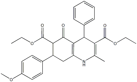 diethyl 7-(4-methoxyphenyl)-2-methyl-5-oxo-4-phenyl-1,4,5,6,7,8-hexahydro-3,6-quinolinedicarboxylate Struktur