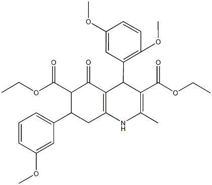 diethyl 4-(2,5-dimethoxyphenyl)-7-(3-methoxyphenyl)-2-methyl-5-oxo-1,4,5,6,7,8-hexahydro-3,6-quinolinedicarboxylate Struktur