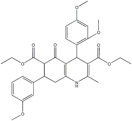 diethyl 4-(2,4-dimethoxyphenyl)-7-(3-methoxyphenyl)-2-methyl-5-oxo-1,4,5,6,7,8-hexahydro-3,6-quinolinedicarboxylate Struktur