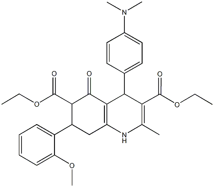 diethyl 4-[4-(dimethylamino)phenyl]-7-(2-methoxyphenyl)-2-methyl-5-oxo-1,4,5,6,7,8-hexahydro-3,6-quinolinedicarboxylate Struktur