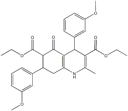 diethyl 4,7-bis(3-methoxyphenyl)-2-methyl-5-oxo-1,4,5,6,7,8-hexahydro-3,6-quinolinedicarboxylate Struktur