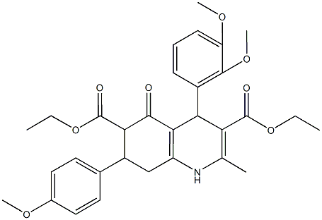 diethyl 4-(2,3-dimethoxyphenyl)-7-(4-methoxyphenyl)-2-methyl-5-oxo-1,4,5,6,7,8-hexahydro-3,6-quinolinedicarboxylate Struktur