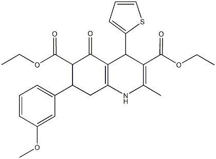 diethyl 7-(3-methoxyphenyl)-2-methyl-5-oxo-4-(2-thienyl)-1,4,5,6,7,8-hexahydro-3,6-quinolinedicarboxylate Struktur